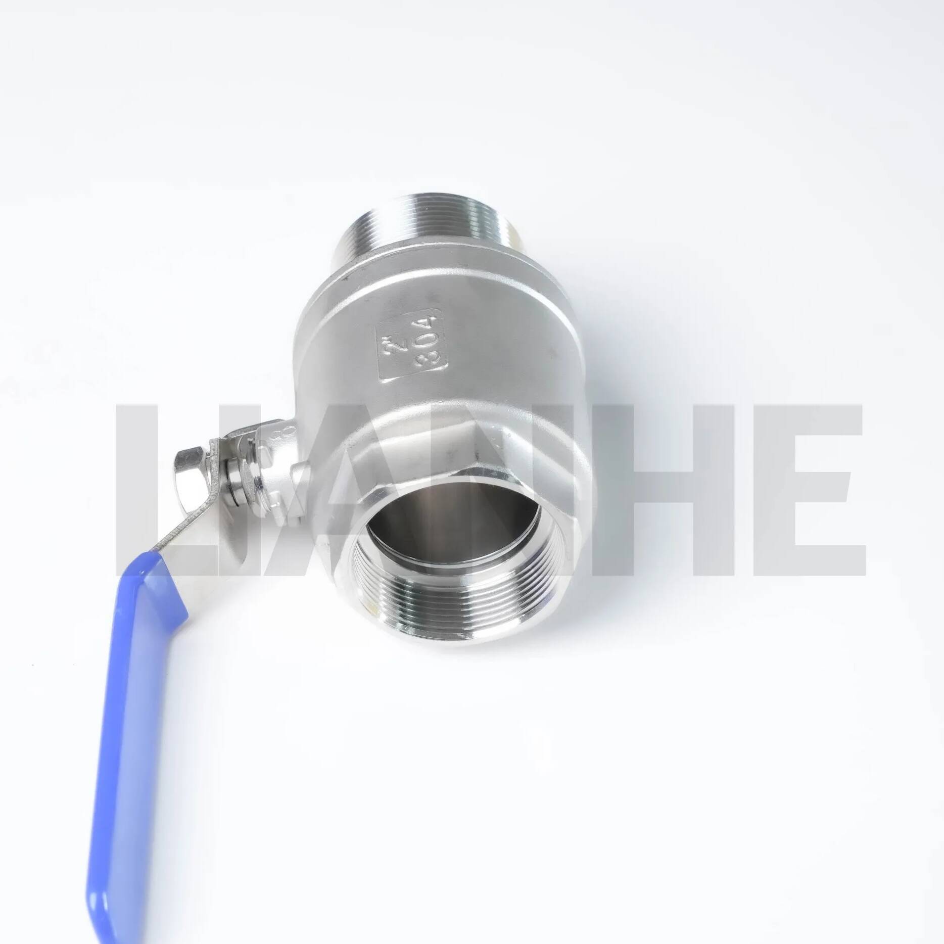 Robinet à bille fileté F/M en acier inoxydable robuste, 2 pièces, pour usage industriel
